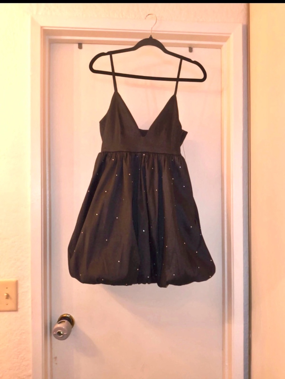 Girls Black Sparkle Party Dress with Pearl Accents